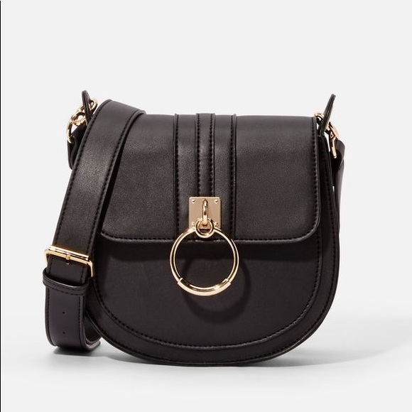 JustFab Handbags - JustFab Saddle Up Black Crossbody Bag